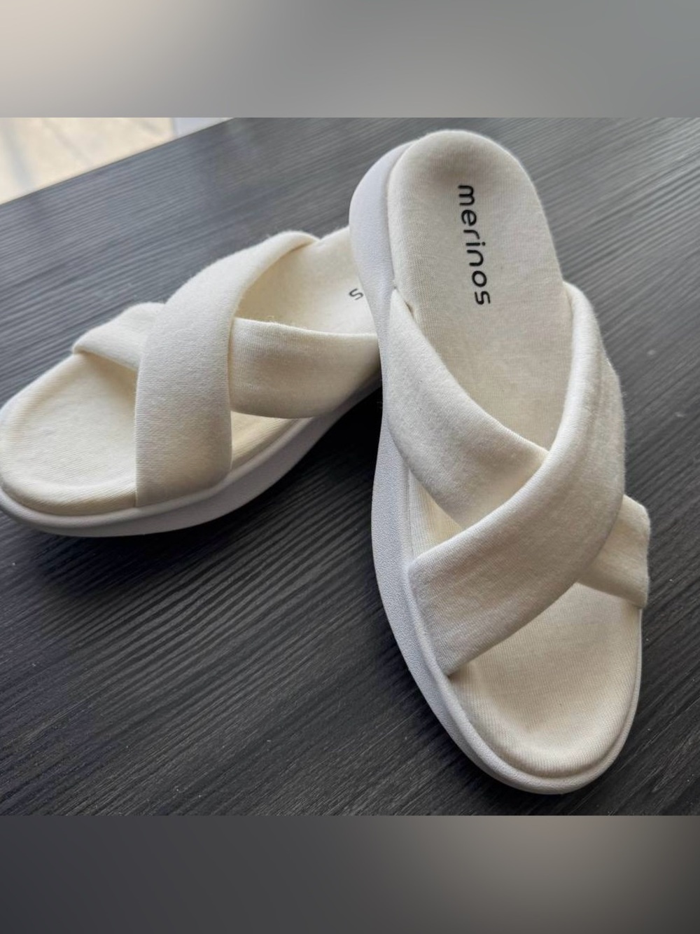 MERINOS Sandals Womens 10 Merino Wool Australian White Slides Shoes Size 6